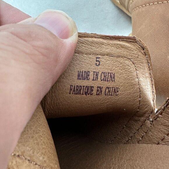 Jeffrey Campbell Rosalee Tan Leather Ankle Booties Stacked Block Heel Size 5 - Picture 8 of 9